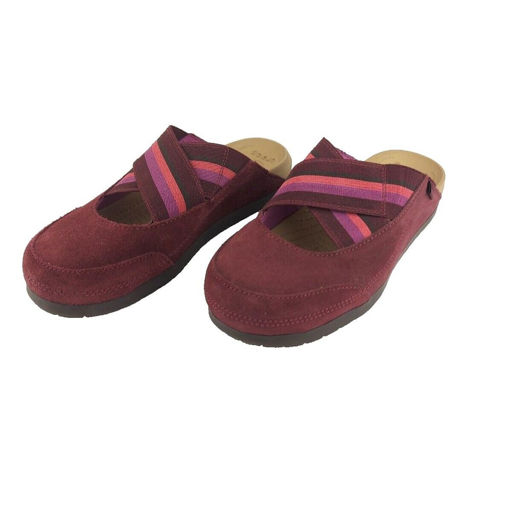 Crocs Womens Edie 15489 Pink Suede Closed Toe Slip On Mule Shoes Size 7